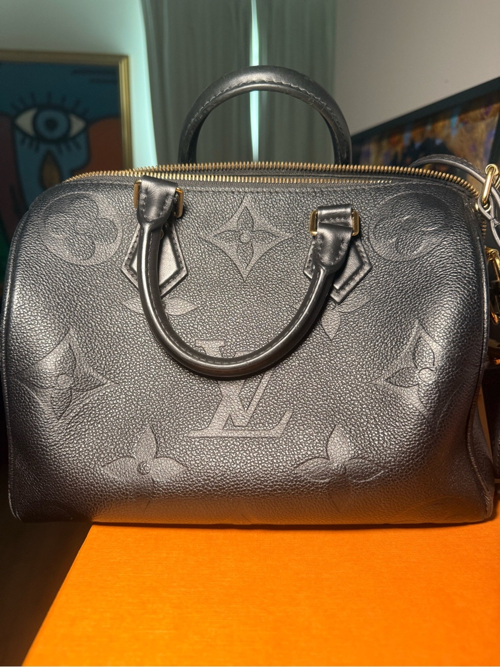 Louis Vuitton Black Monogram Empreinte Speedy Bandoulière Satchel
